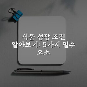 식물 성장 조건 알아보기: 5가지 필수 요소
